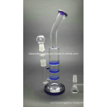 Wholesale Classic Glass Water Pipe with 3 Layer Honeycomb Percs